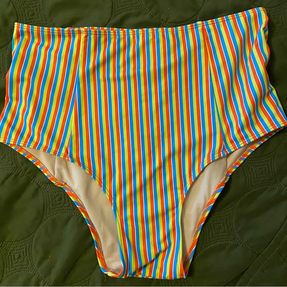 Kortni Jeane high waisted striped swimsuit bottoms